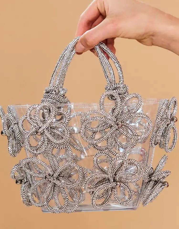 Crystal Floral Transparent Handbag