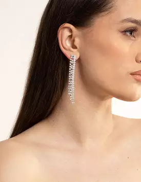 Cubic Zirconia Circle Cupchain Drop Earrings