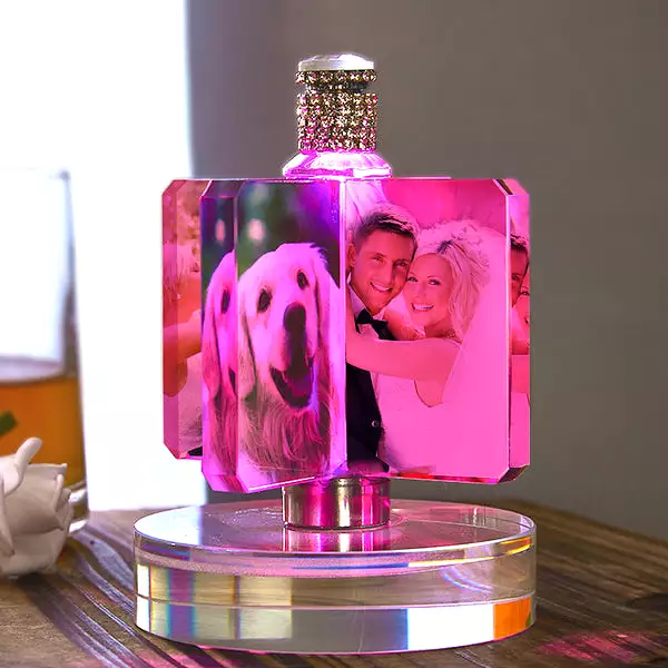 Custom Photo Windmill Crystal Lamp Desk Decoration Photo Night Light Gift for Lover