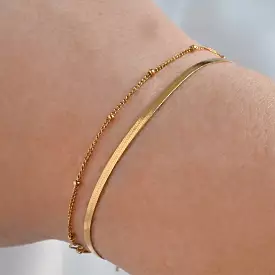 Dainty Herringbone Gold Bracelets