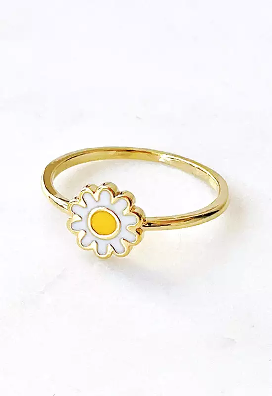 Daisy Enamel Gold Ring