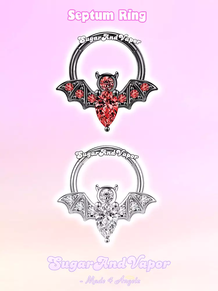 Dark Bat Gems Septum Ring