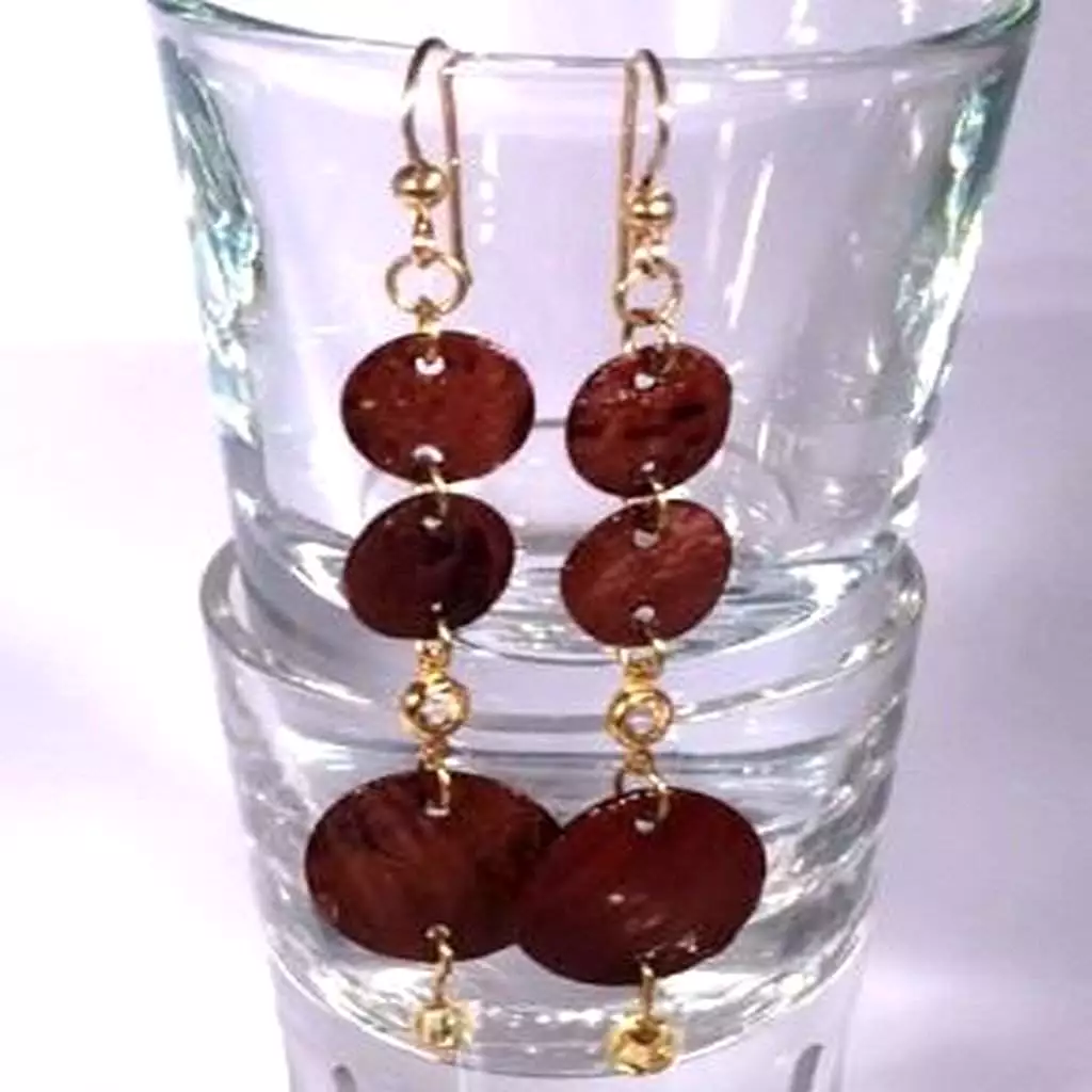 Dark Brown Shell Dangle Earrings