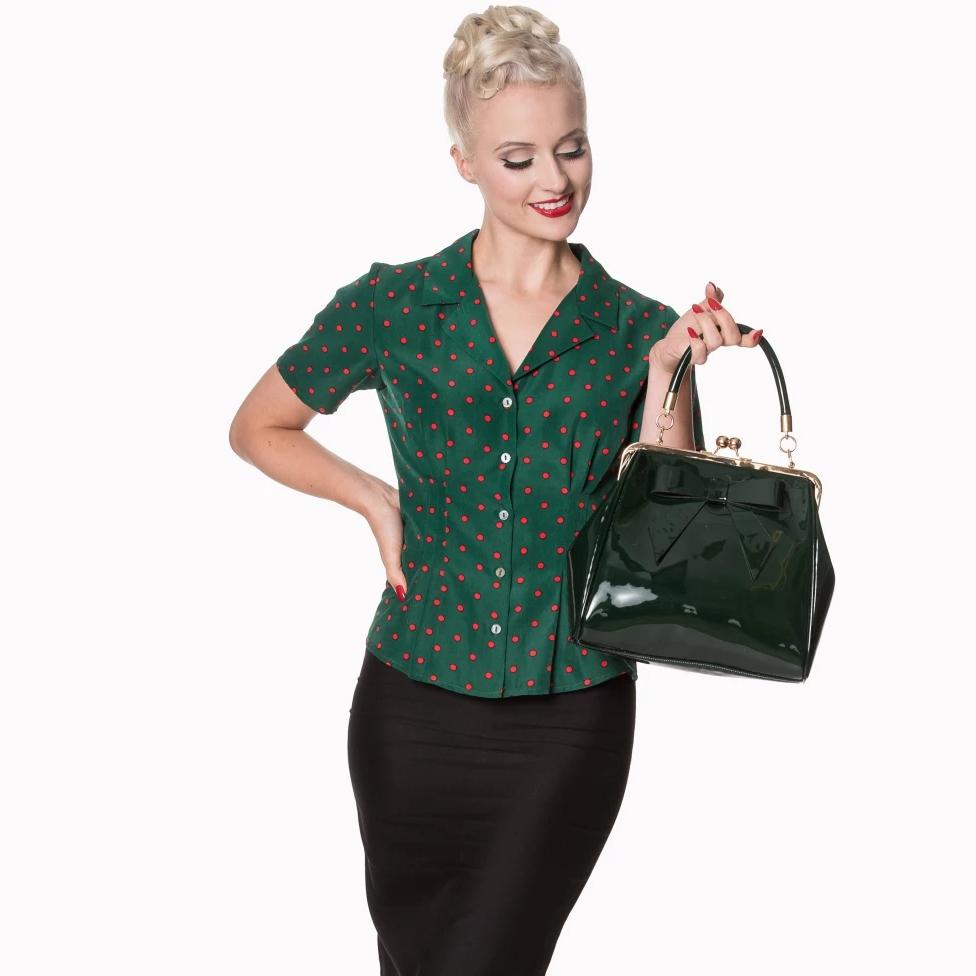 Dark Green Retro Patent Handbag