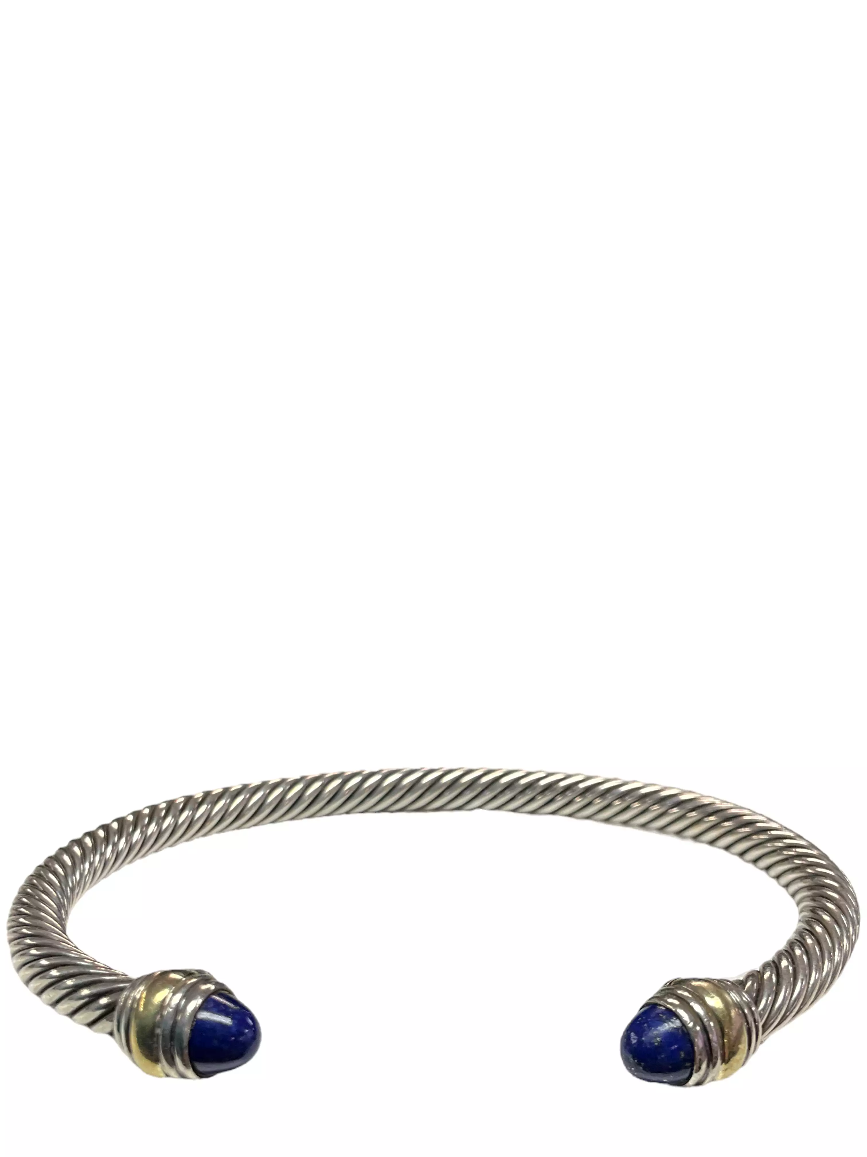 David Yurman Sterling Silver Cable Bracelet With 18K Gold And Blue Lapis