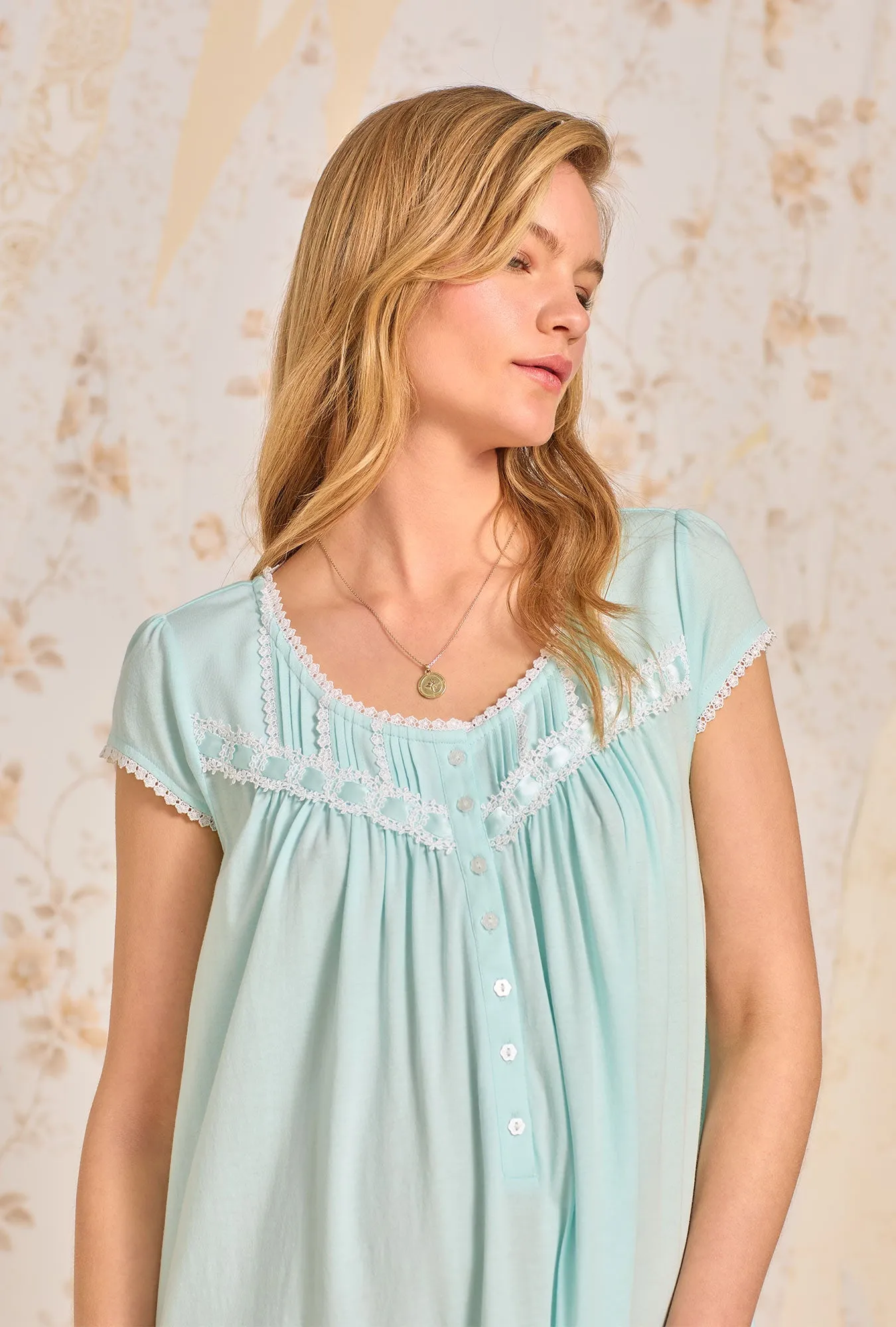 Dream Aqua Solid Waltz Knit Nightgown