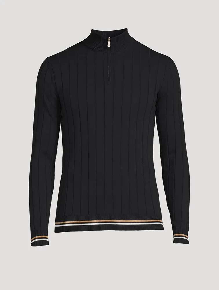 ELEVENTY Cotton Half-Zip Sweater