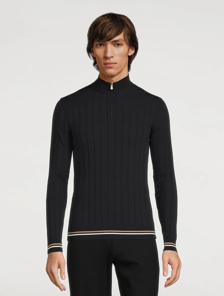 ELEVENTY Cotton Half-Zip Sweater