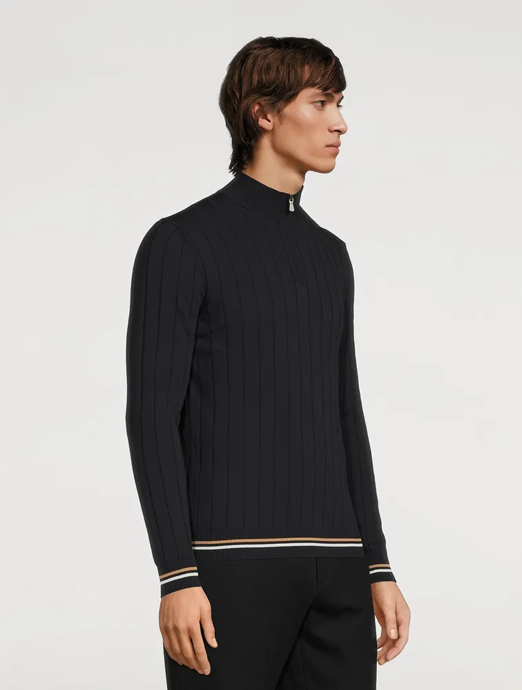 ELEVENTY Cotton Half-Zip Sweater