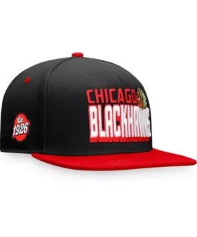 Fanatics Men's NHL Fanatics Black/Red Chicago Blackhawks Retro Two-Tone Snapback Hat