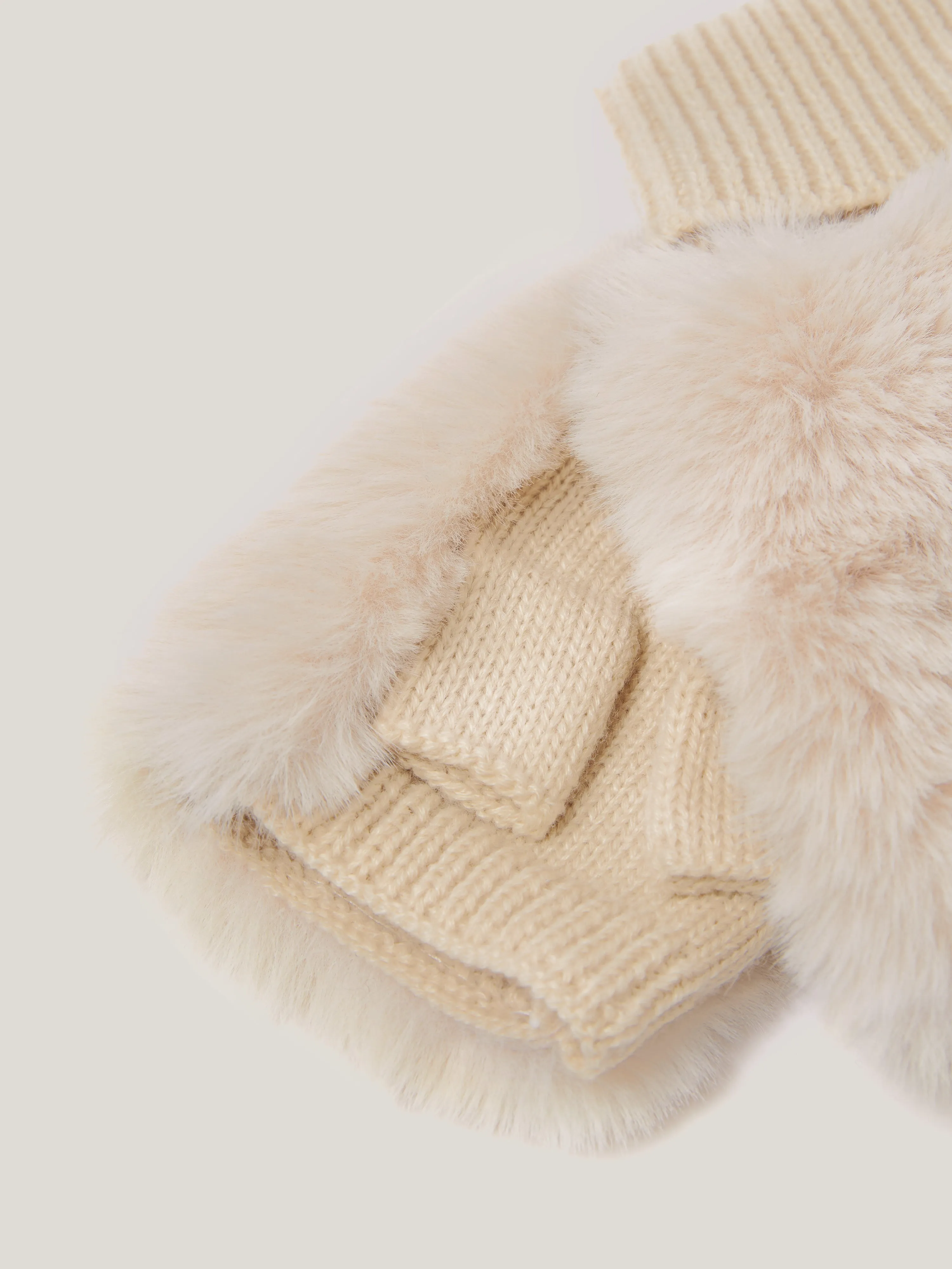 Faux Fur Mittens | Cream