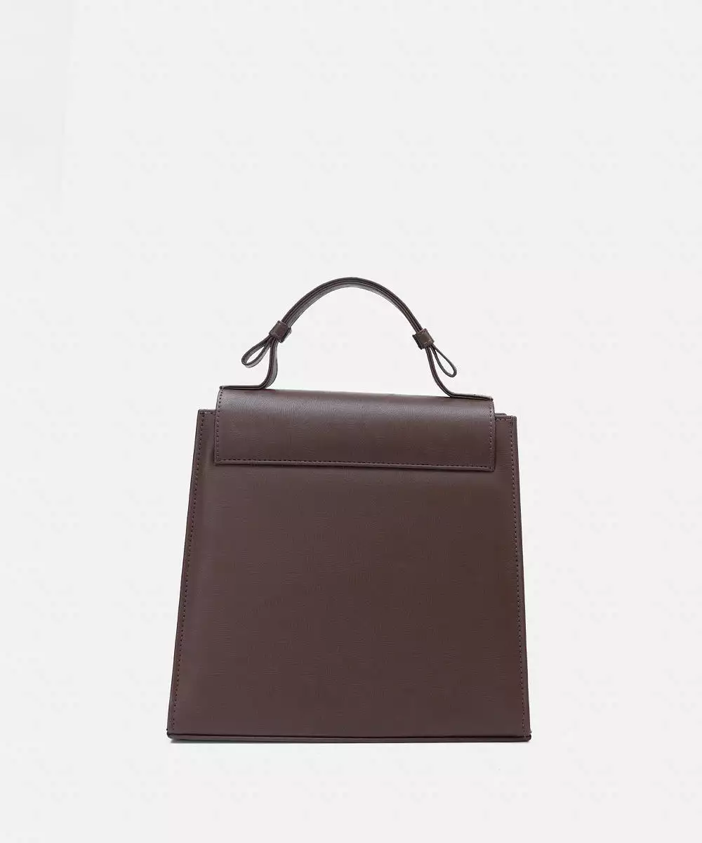 Faux Leather Top Handle Bag