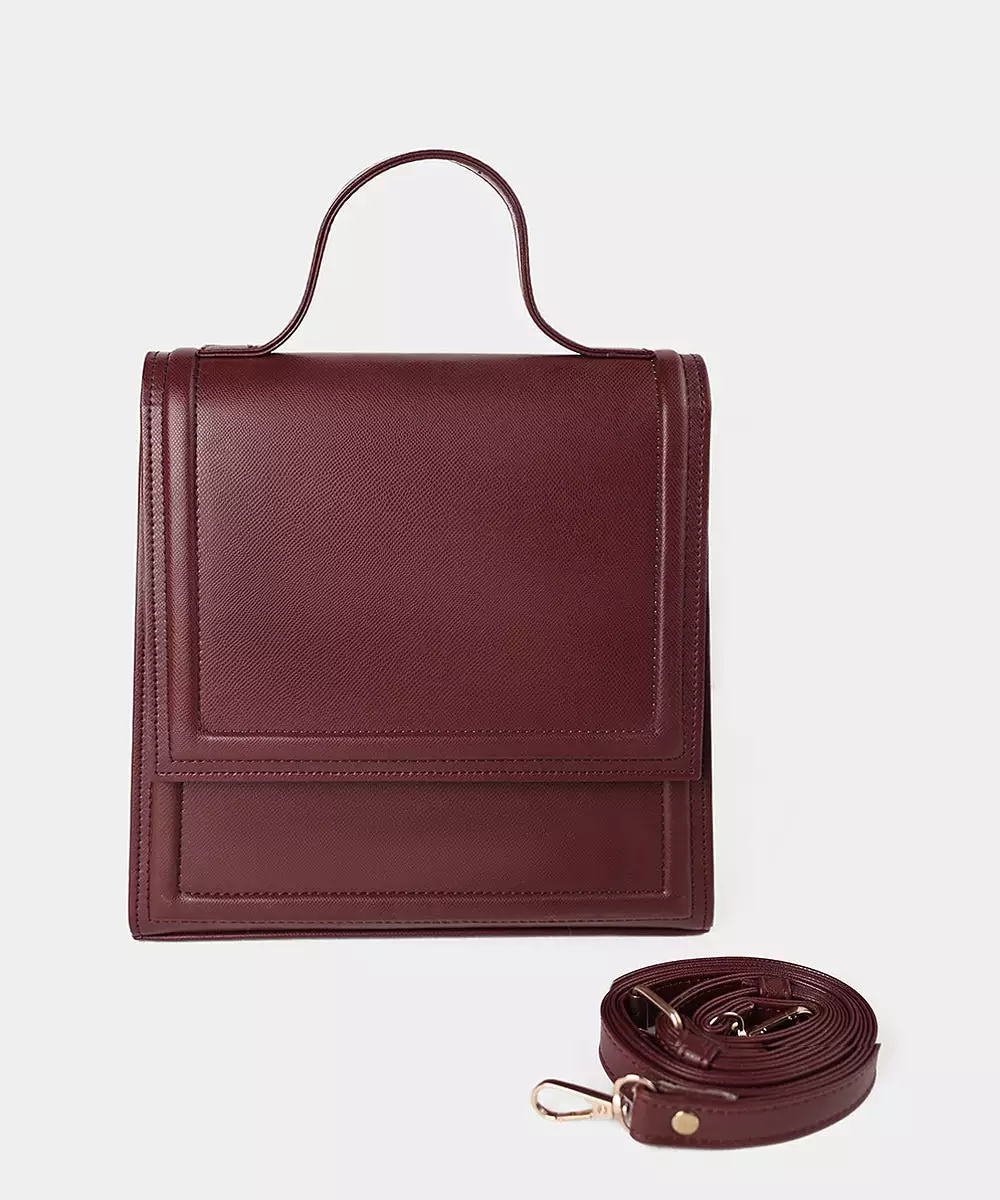 Faux Leather Top Handle Bag