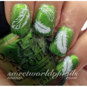 Feather Nail Art White Feather Water Decals Water Slides