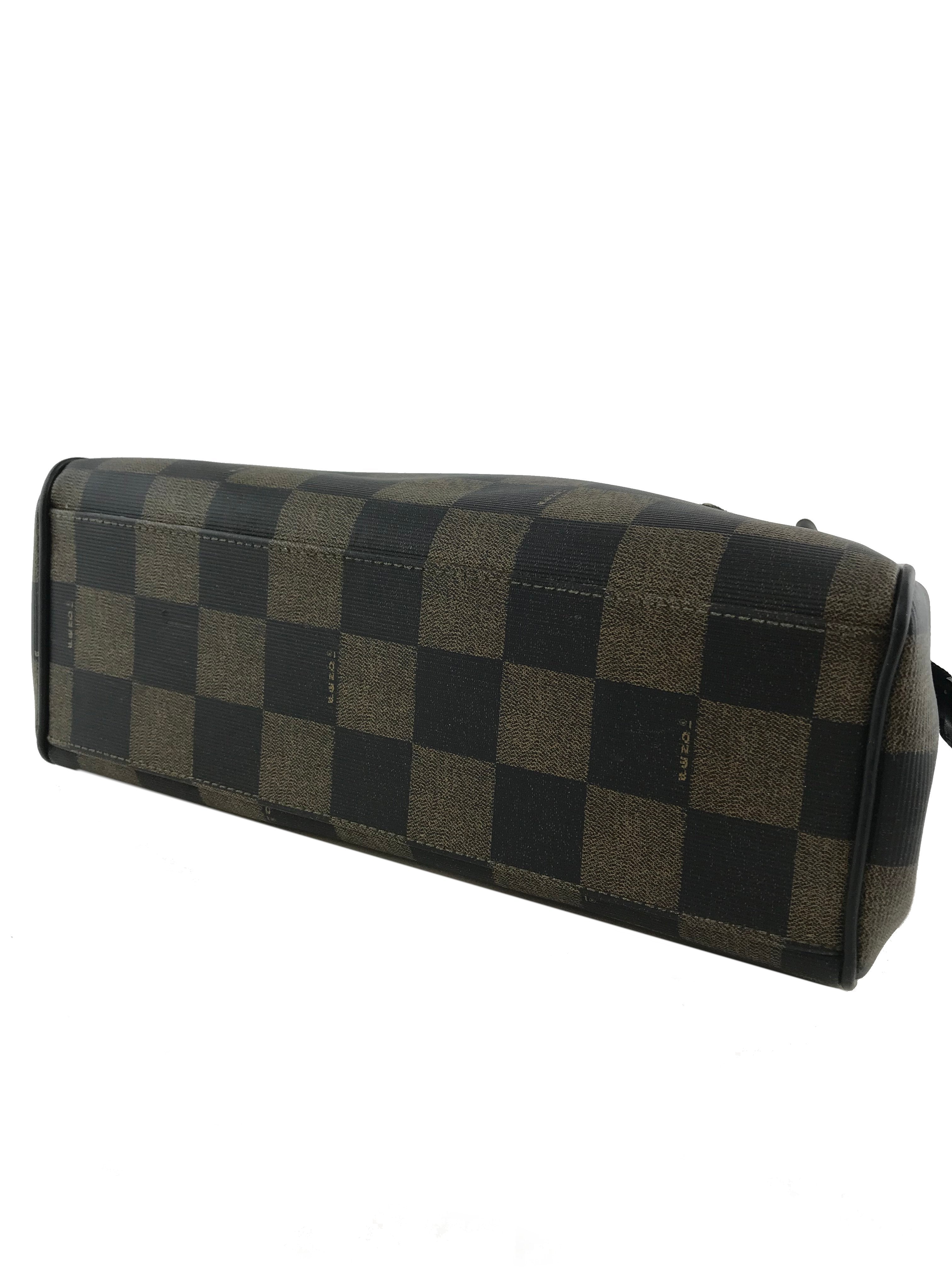 Fendi Checkered Coated Canvas Satchel with Strap