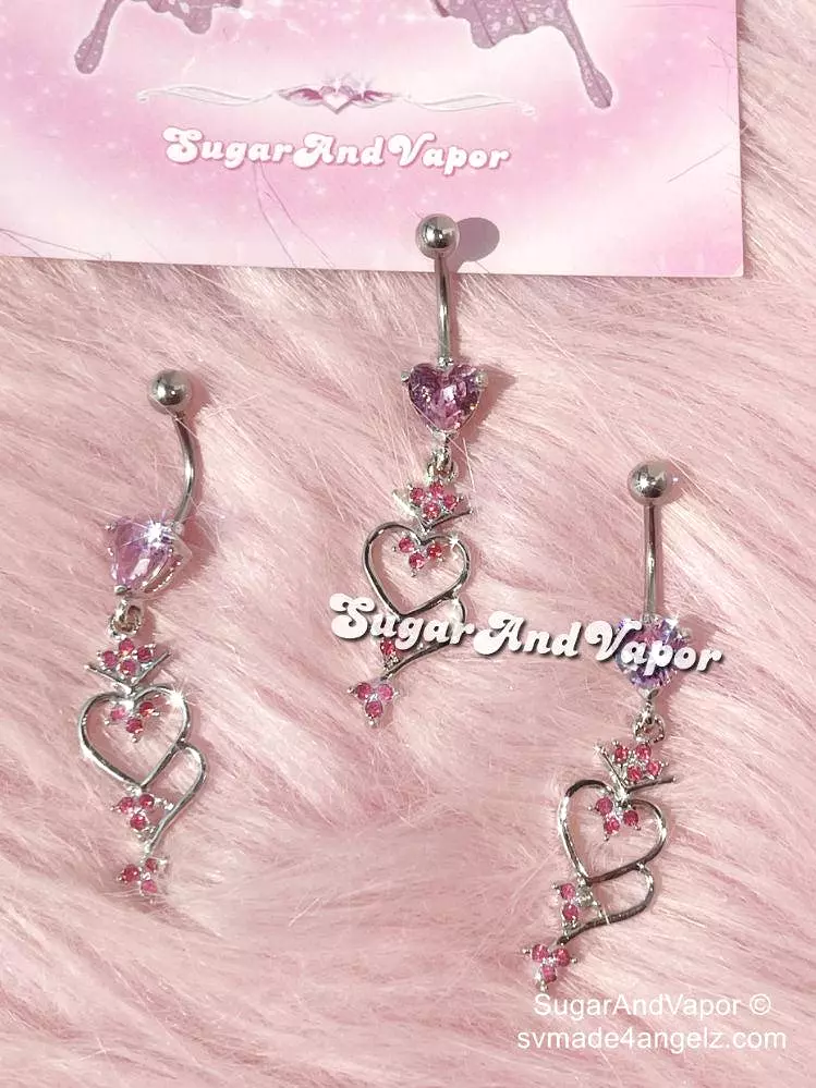 Finley Pink Heart Gem Belly Ring