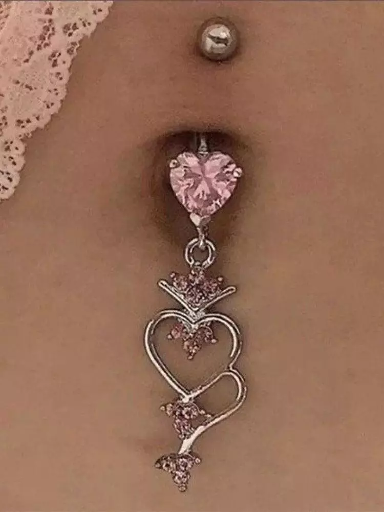 Finley Pink Heart Gem Belly Ring