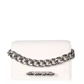 Four Ring Mini Chain Satchel Grained, Soft Ivory (S)