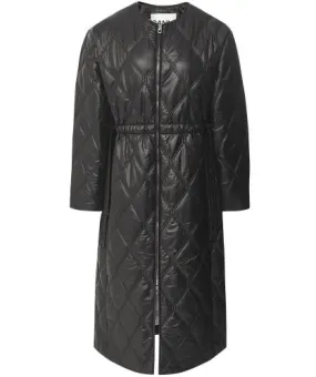 GANNI Black Shiny Quilted Coat | Jules B