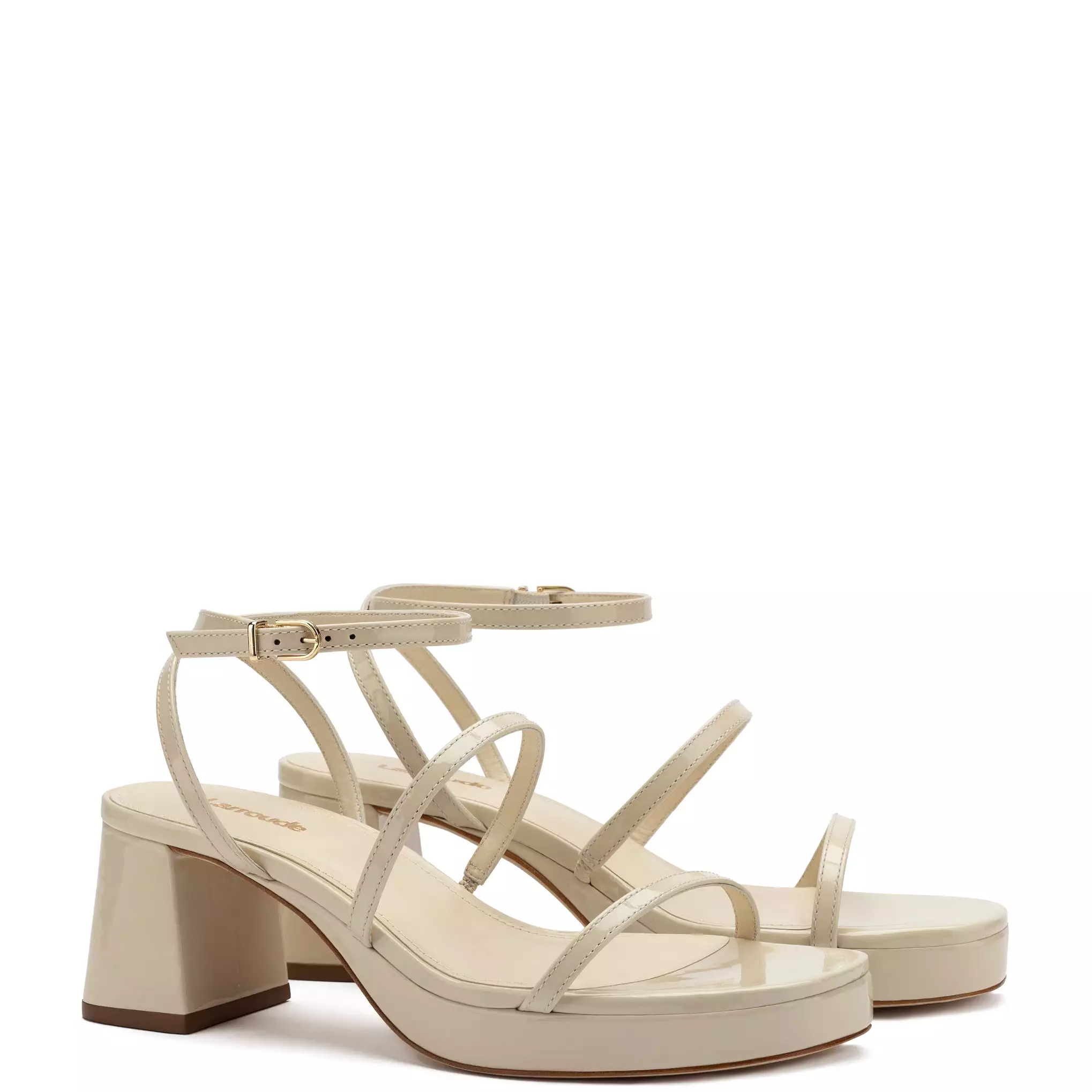 Gio Sandal In Ivory Patent Leather