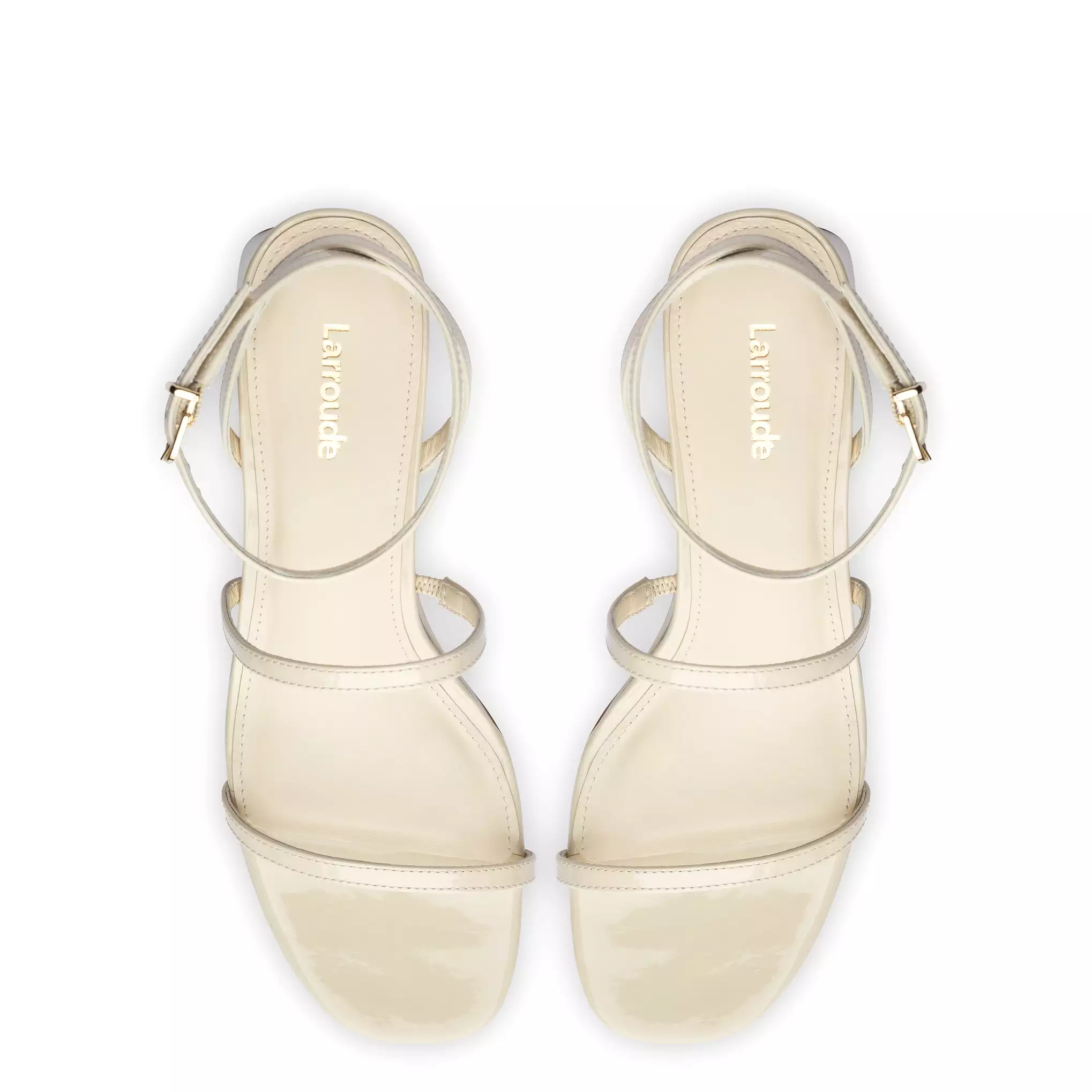 Gio Sandal In Ivory Patent Leather