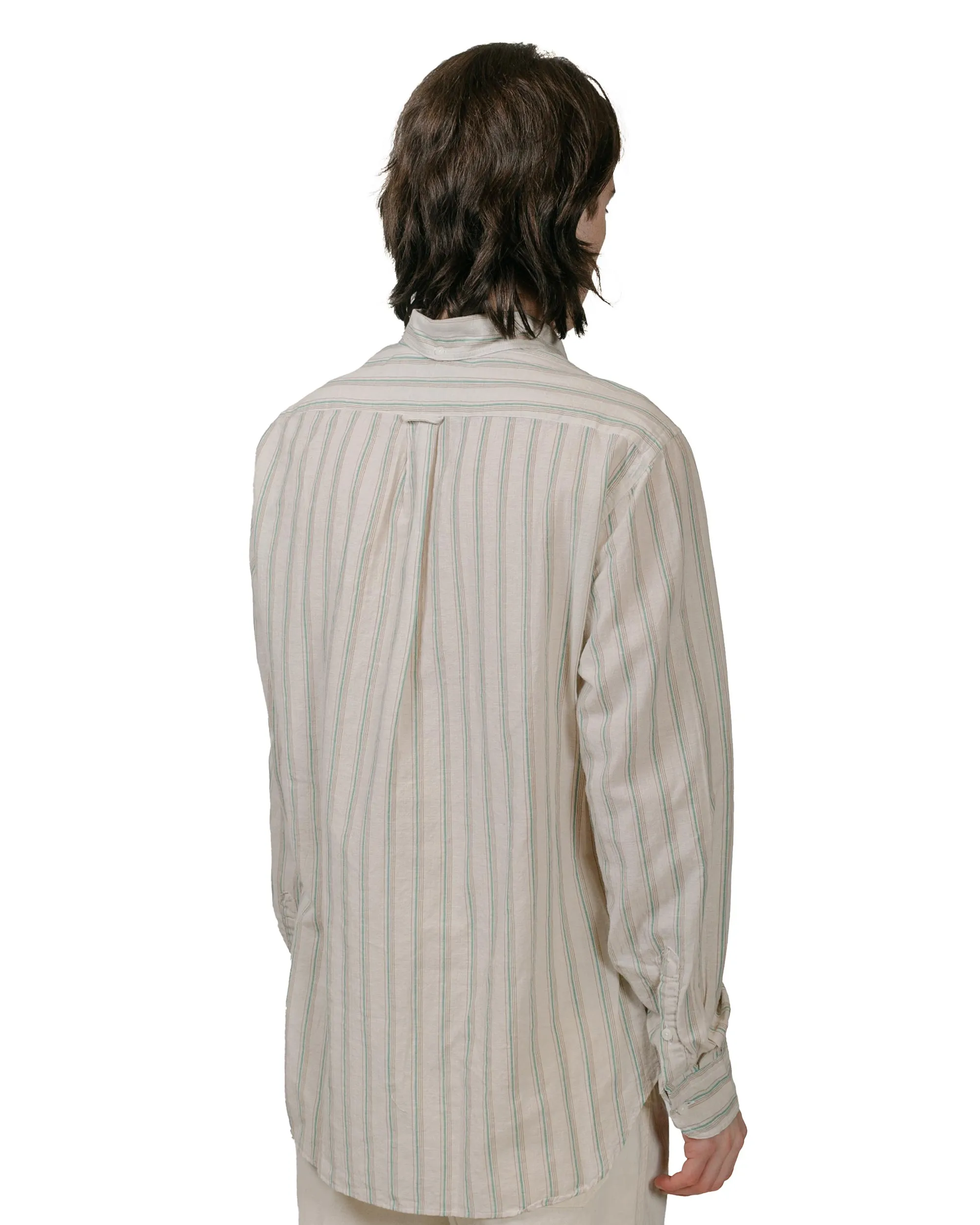 Gitman Vintage Bros. Tan Cotton/Ramie Cabana Stripe Popover Shirt