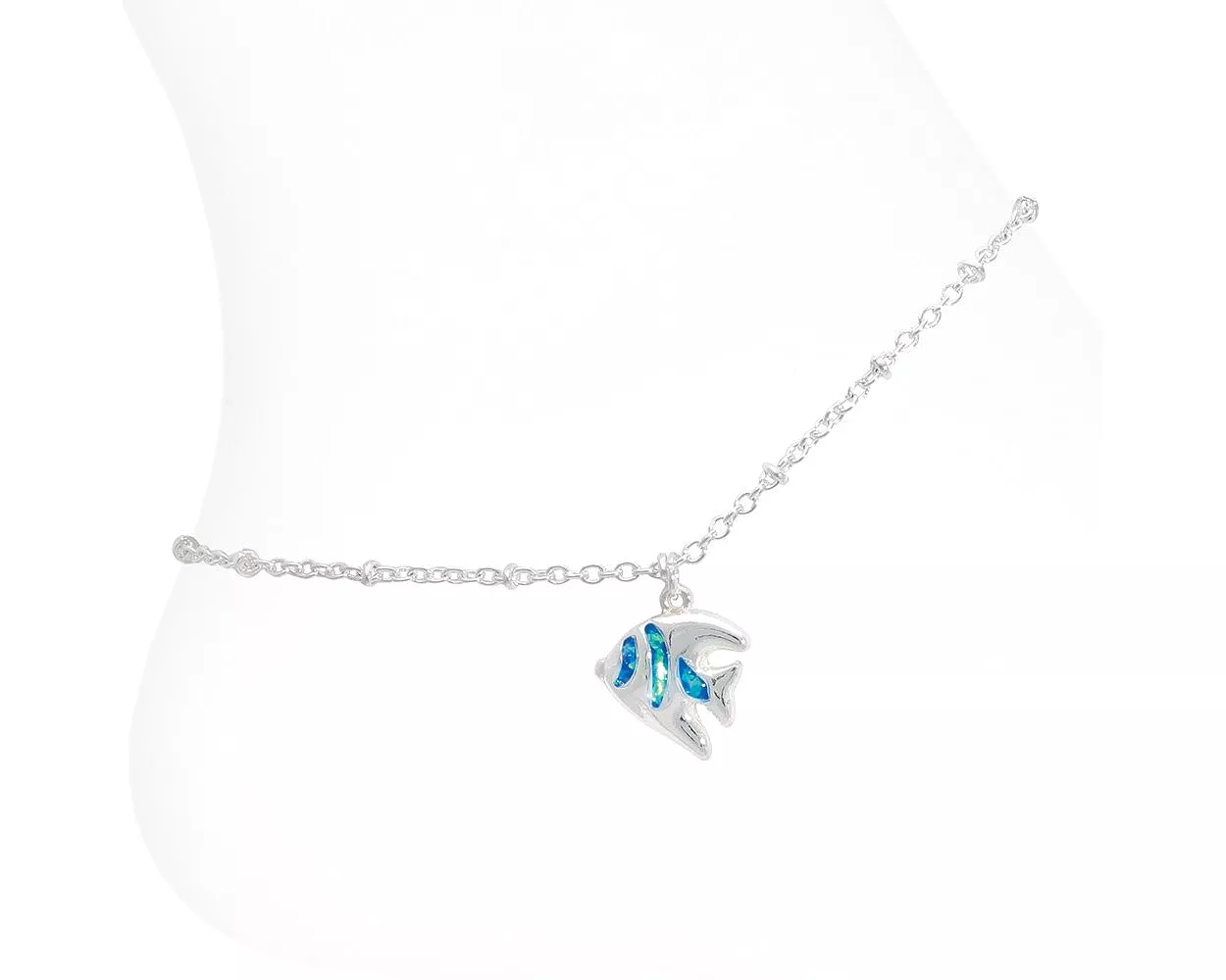 Glittering Silver Fish Anklet