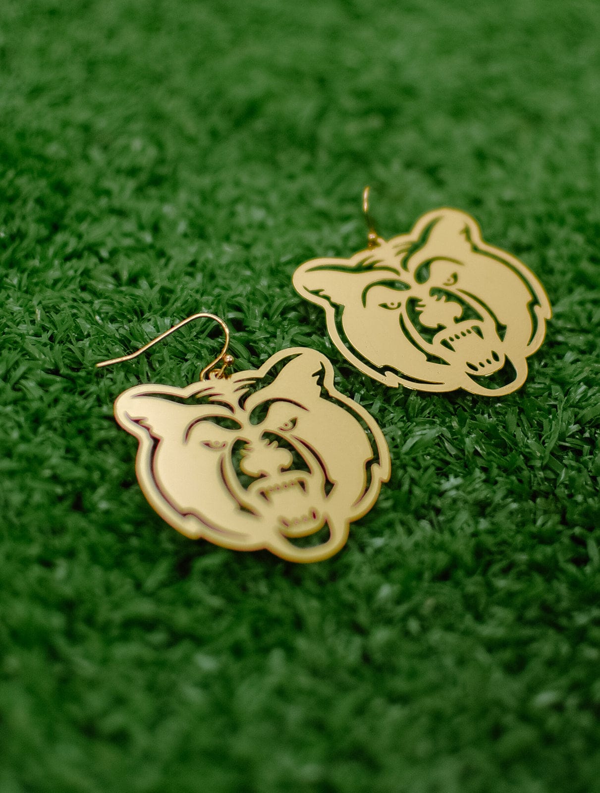 Gold Bear Plate Earrings