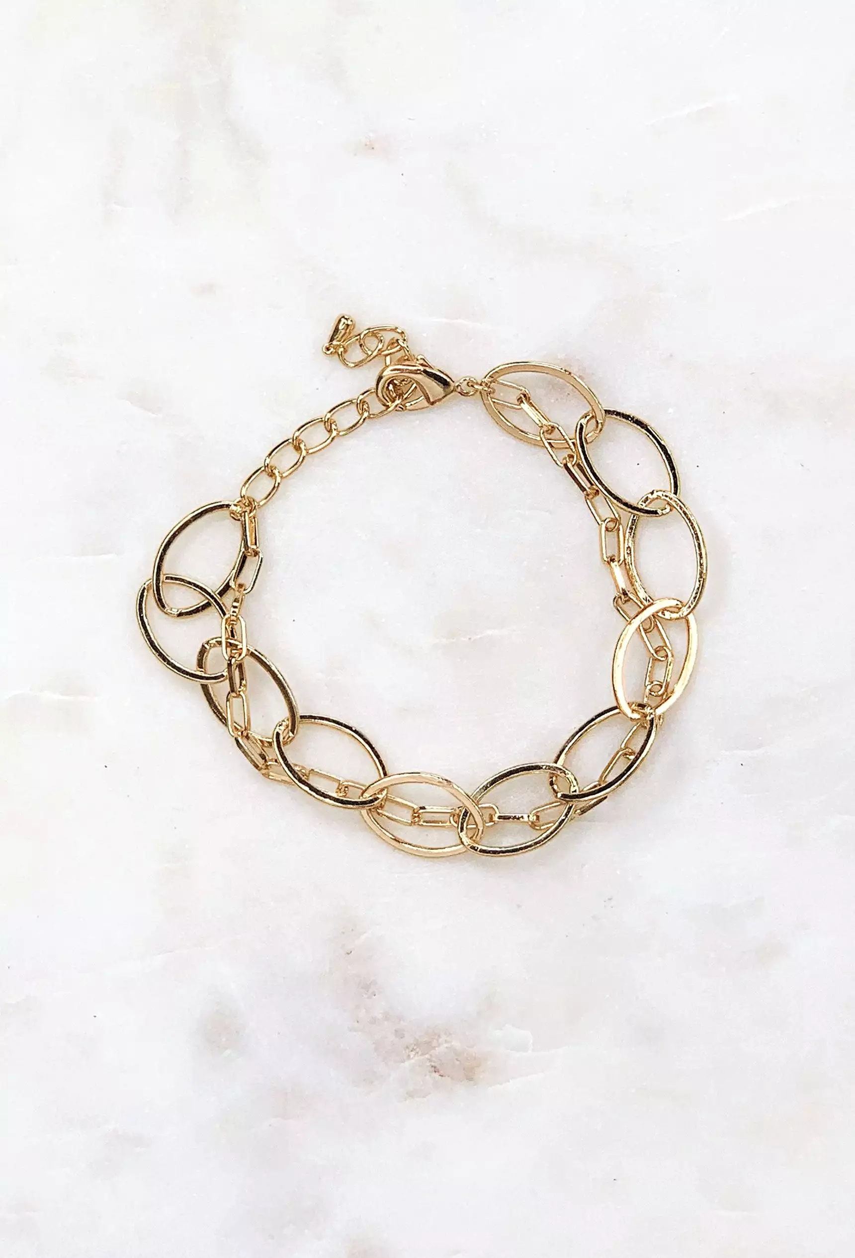 Gold Chain & Link Bracelet