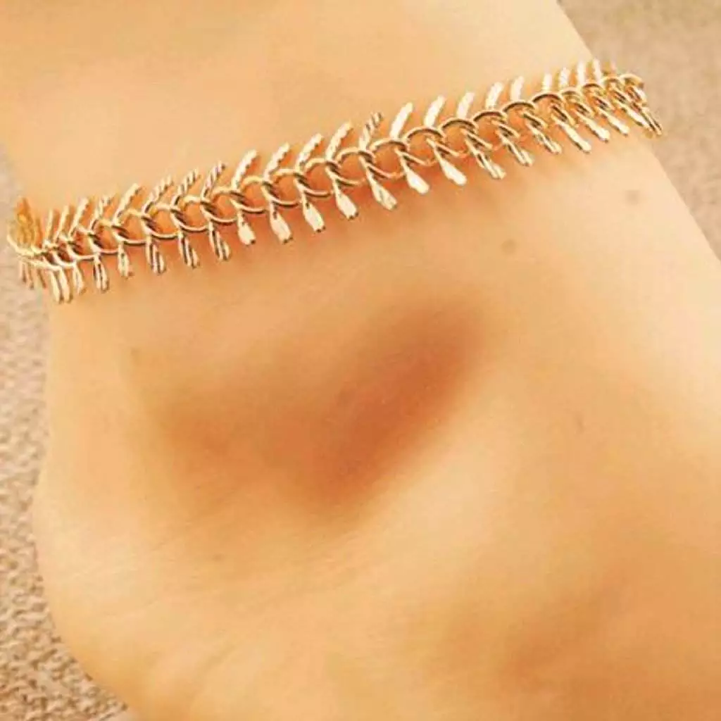 Gold Chain Feather Anklet