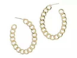 Gold Chain Oval Hoop Earrings