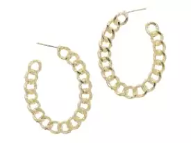 Gold Chain Oval Hoop Earrings