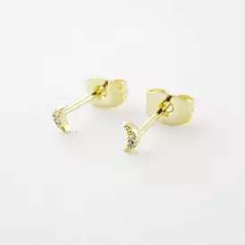 Gold Crystal Moon Studs