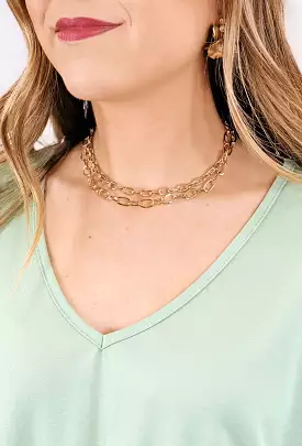 Gold Double Chain Link Necklace