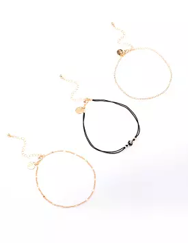 Gold Evil Eye Chain Anklet 3-Pack