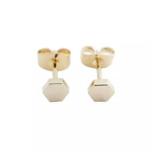 Gold Hexagon Stud Earrings