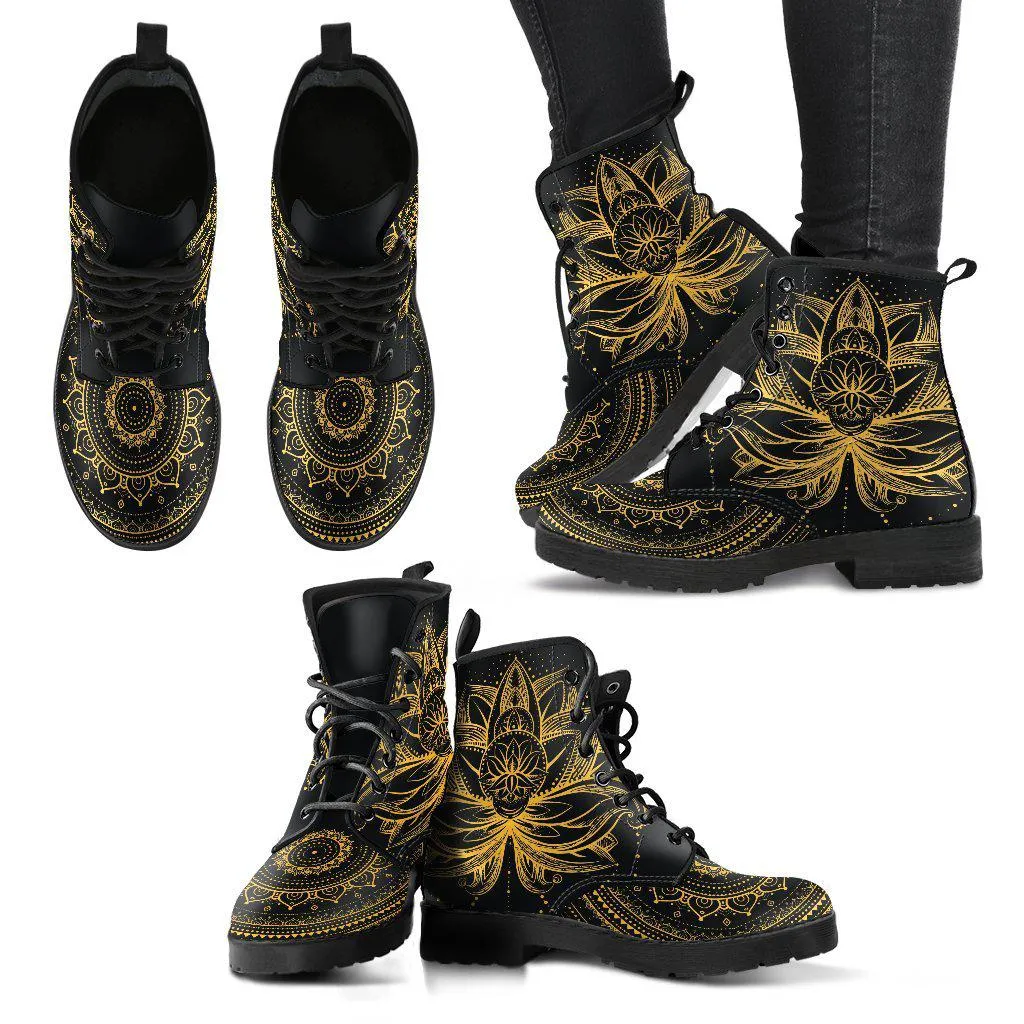 Gold Lotus Women's Leather Boots