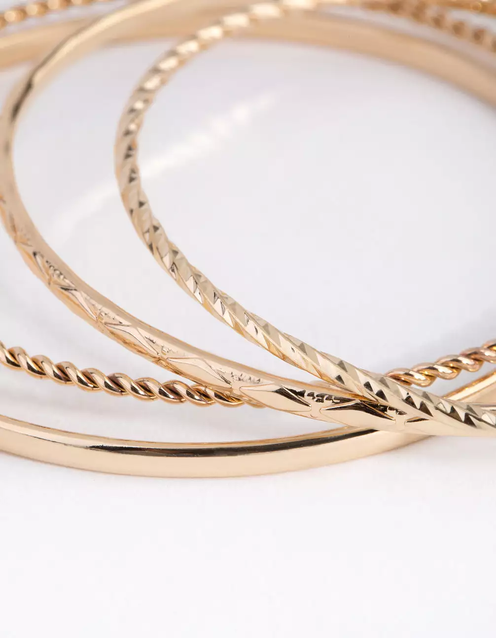 Gold Mix Texture 4-Pack Bangle Bracelets