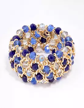 Gold Pave Multi-Stone Statement Bangle