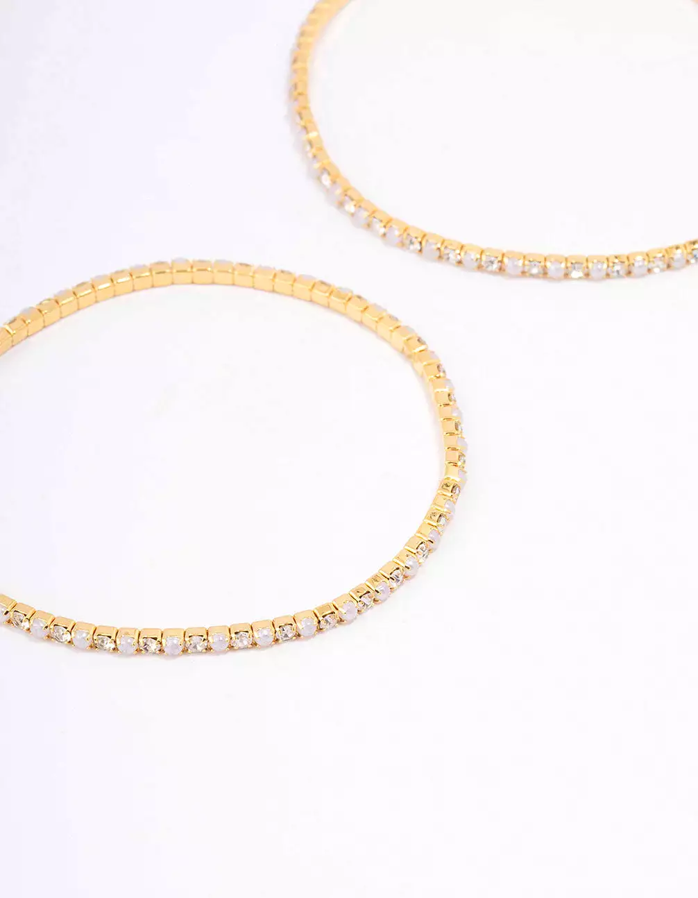 Gold Plated Alternating Mini Cubic Zirconia Pearl Bangle