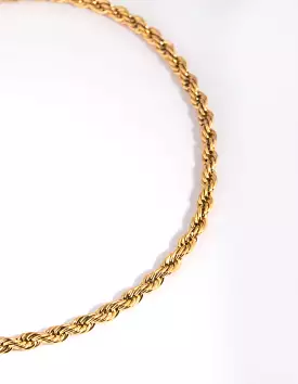 Gold Plated Stainless Steel Twisted Chain Anklet