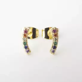 Gold Rainbow Crystal Arc Earring