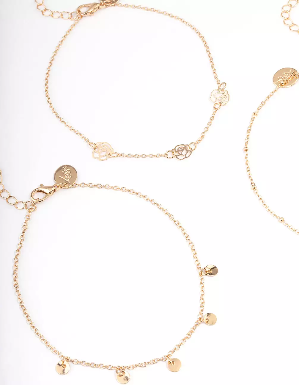 Gold Roses Bracelet & Anklet 4-Pack Set