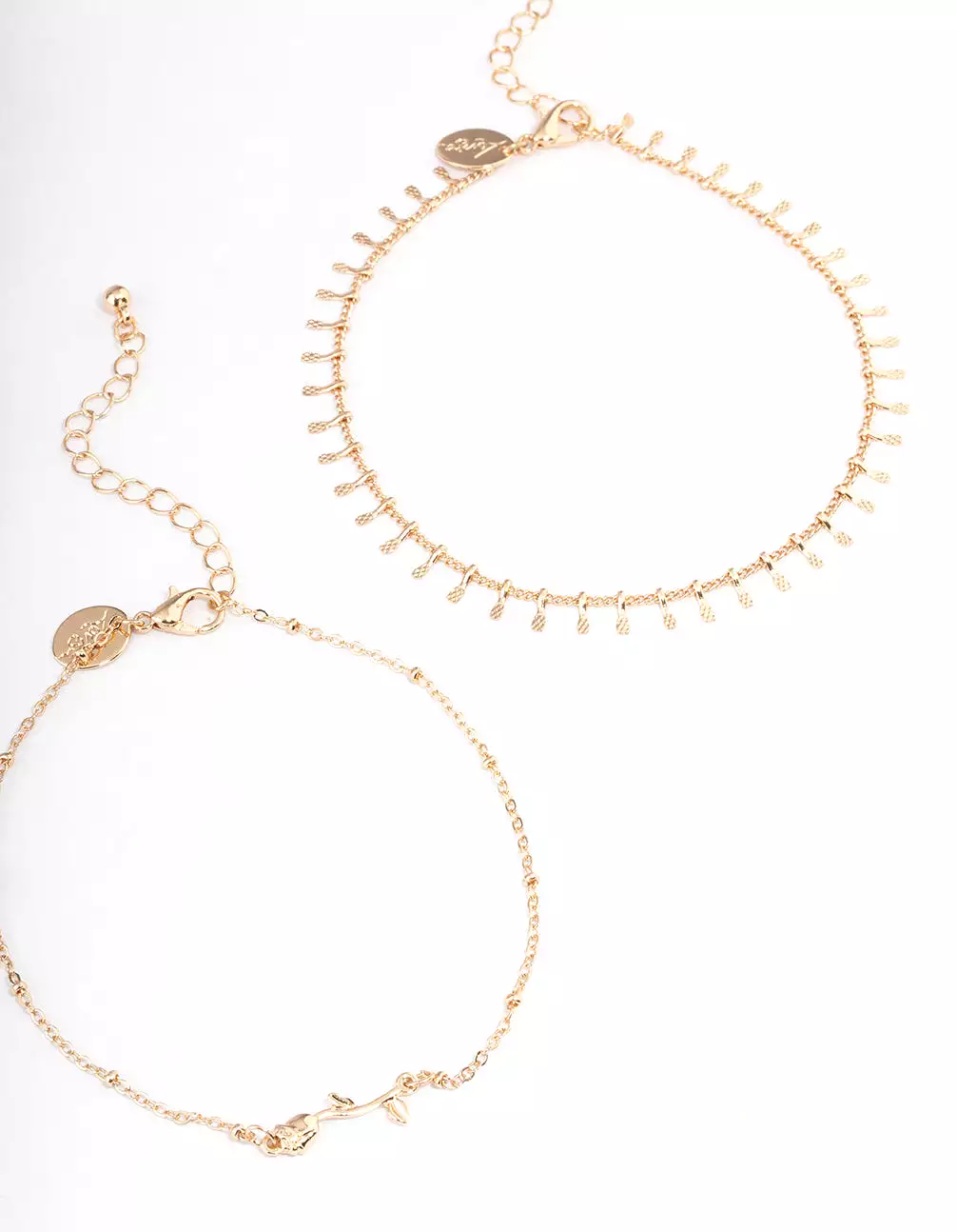 Gold Roses Bracelet & Anklet 4-Pack Set