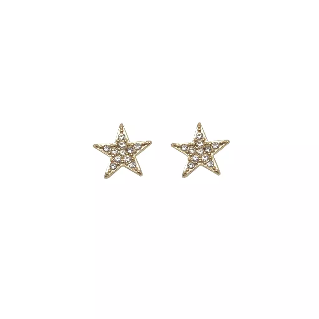 Gold Star Stud Crystal Earrings