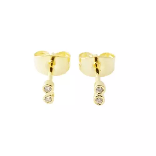 Gold Tiny Double Circle Crystal Earrings