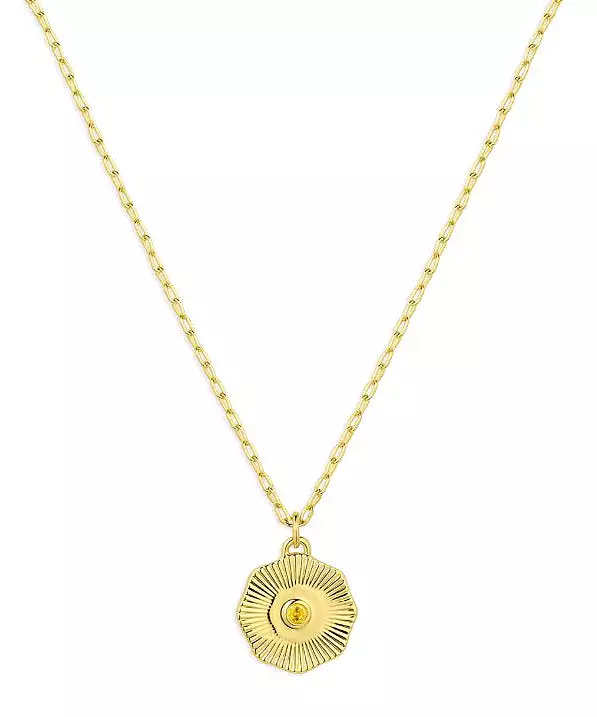 Gorjana Birthstone Coin Necklace - Citrine/Gold