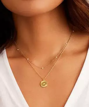 Gorjana Birthstone Coin Necklace - Citrine/Gold