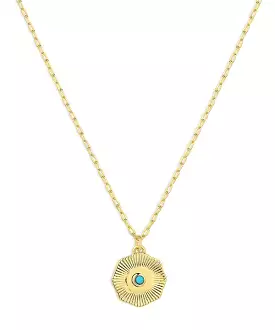 Gorjana Birthstone Coin Necklace - Turquoise/Gold