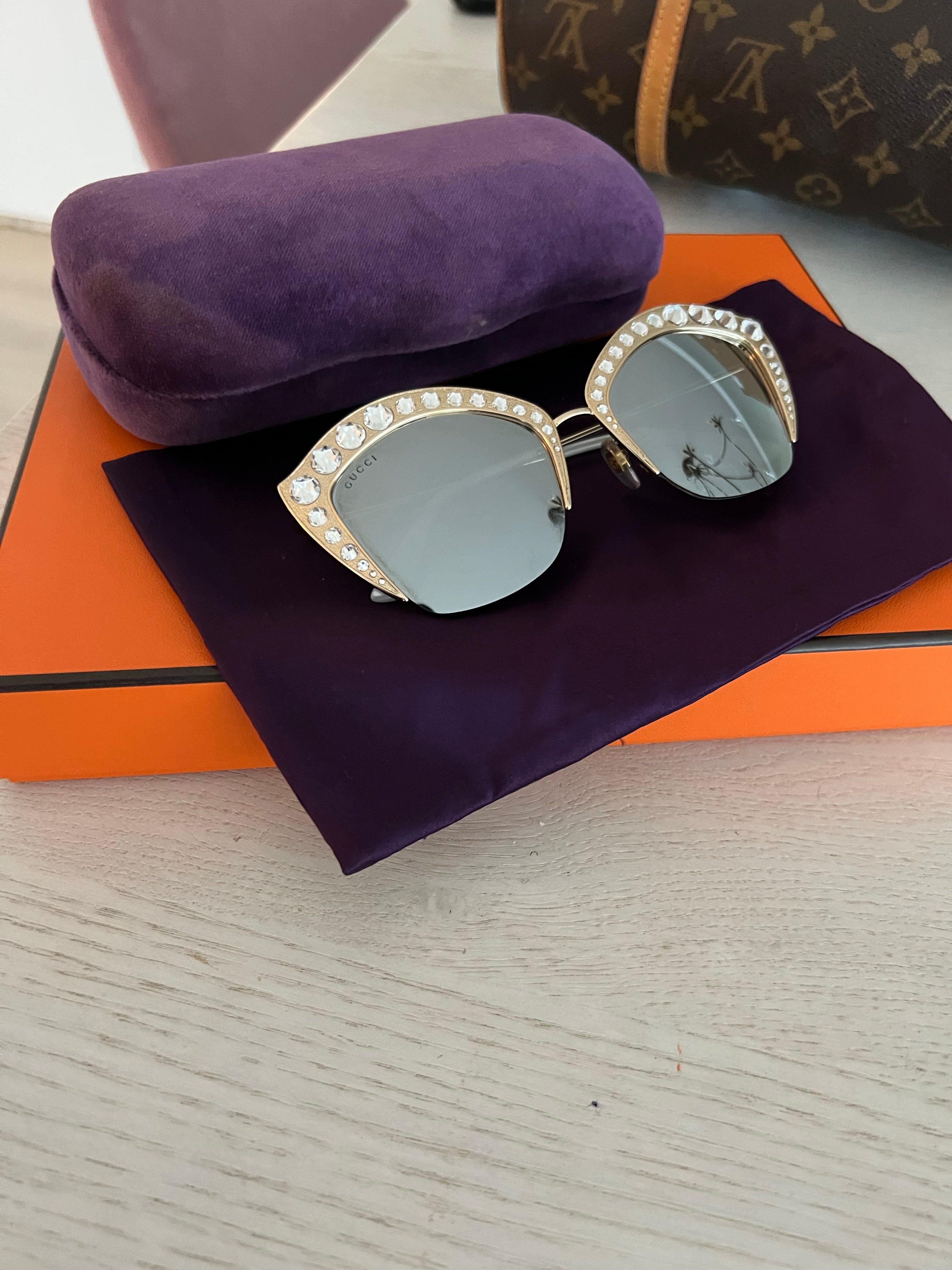 Gucci Cat Eye Swarvorski Crystal Sunglasses